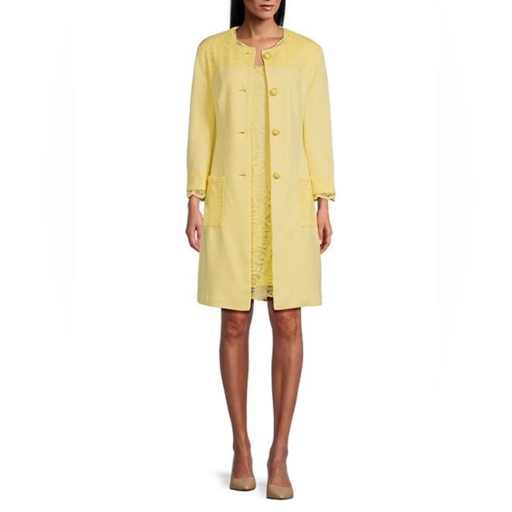 NWT John Meyer Size 22W Lace Coat Collarless 3/4 Sleeve 2-Piece Coat Dre…